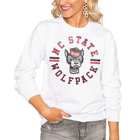 Women's White NC State Wolfpack Vintage Days Perfect Pullover Sweatshirt