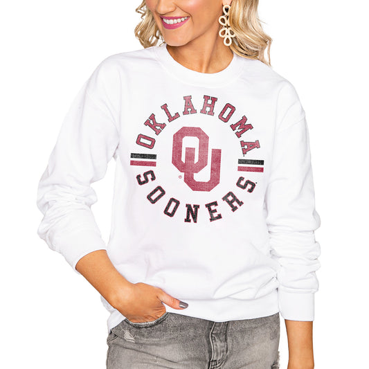 Women's White Oklahoma Sooners Vintage Days Perfect Pullover Sweatshirt