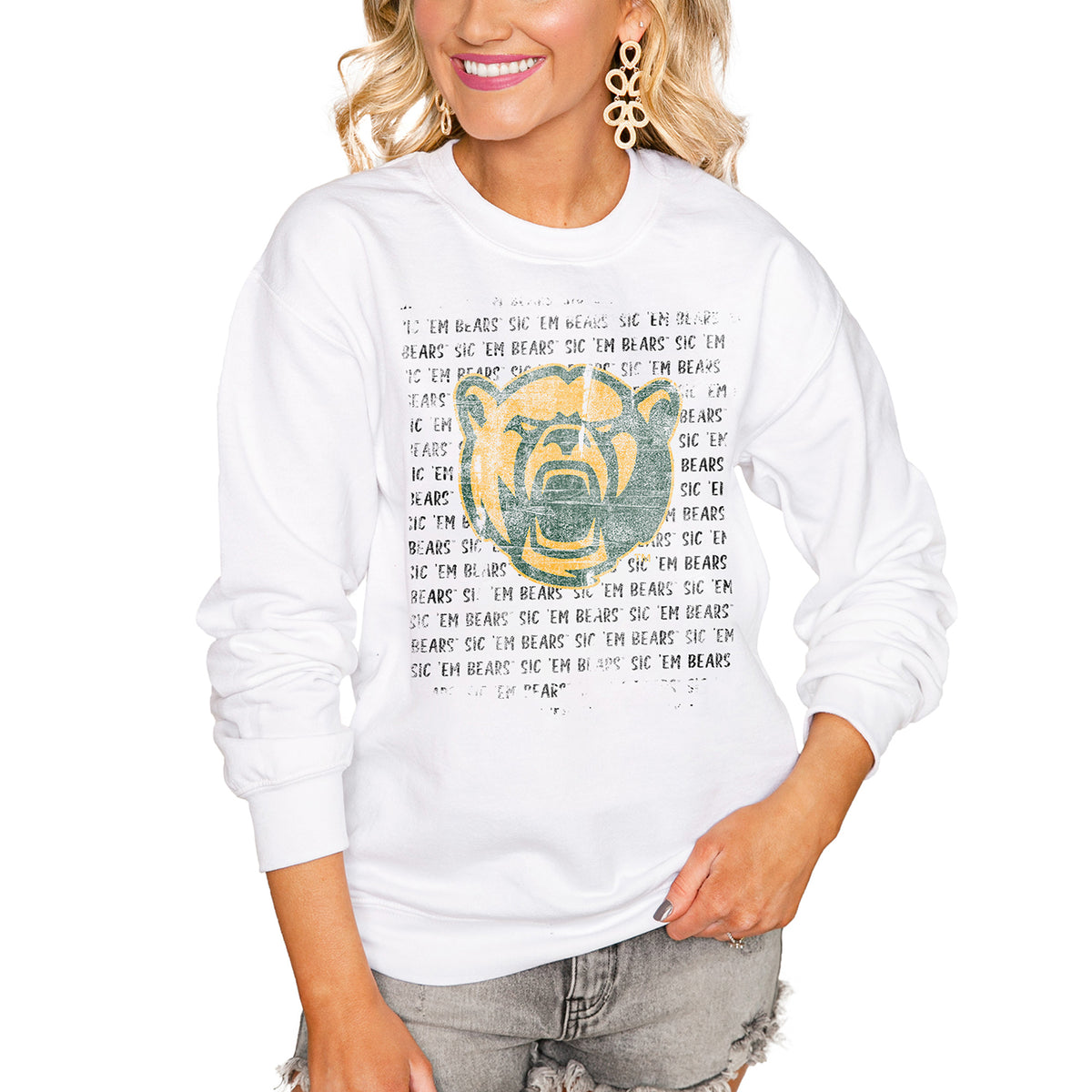 Women's White Baylor Bears Bold Type Perfect Pullover Sweatshirt