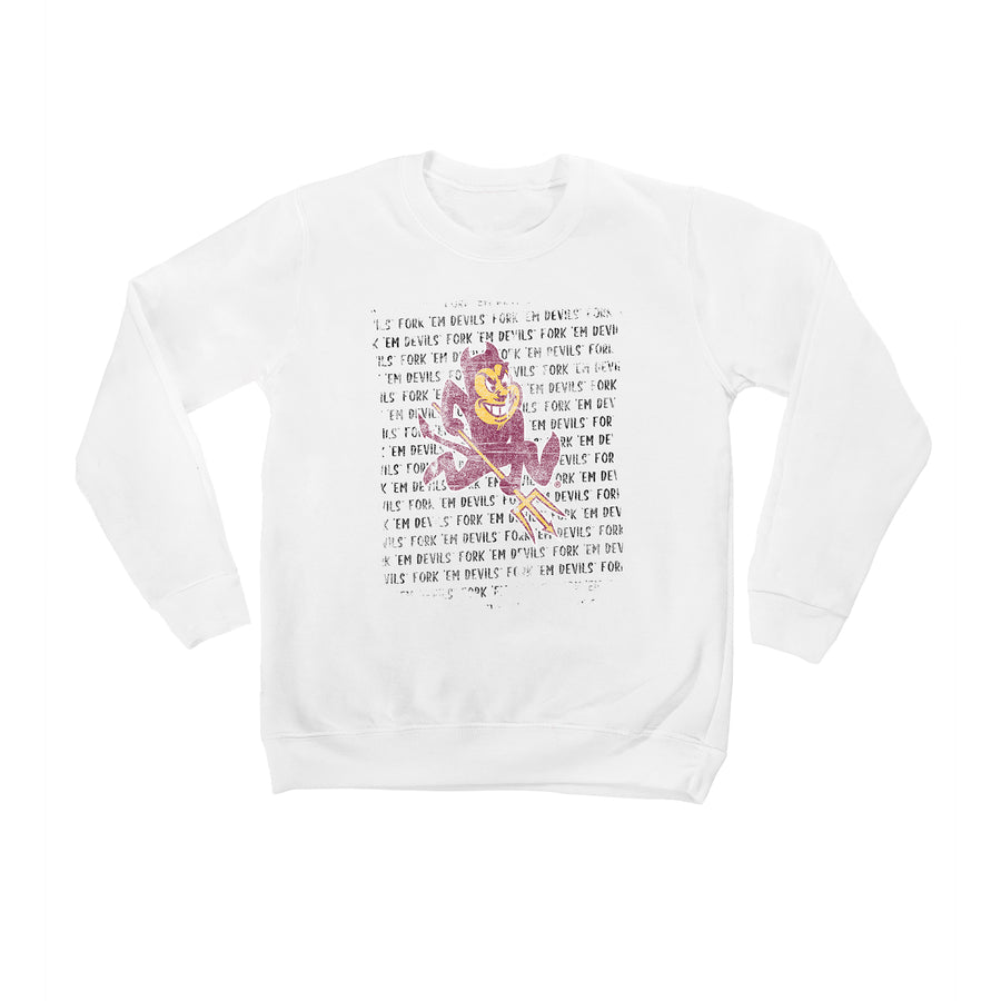 Youth White Arizona State Sun Devils Bold Type Pullover Sweatshirt