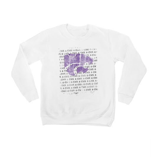 Youth White Kansas State Wildcats Bold Type Pullover Sweatshirt