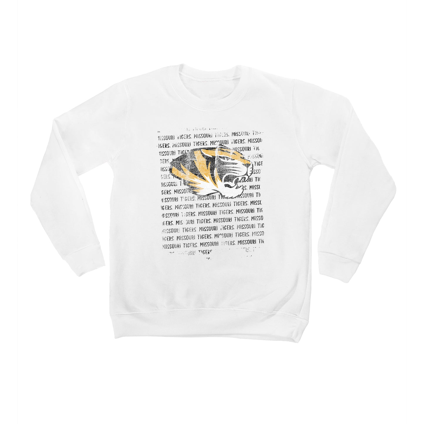 Youth White Missouri Tigers Bold Type Pullover Sweatshirt