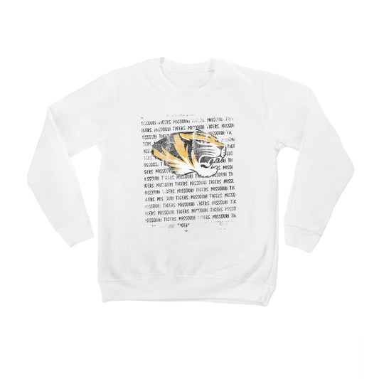 Youth White Missouri Tigers Bold Type Pullover Sweatshirt