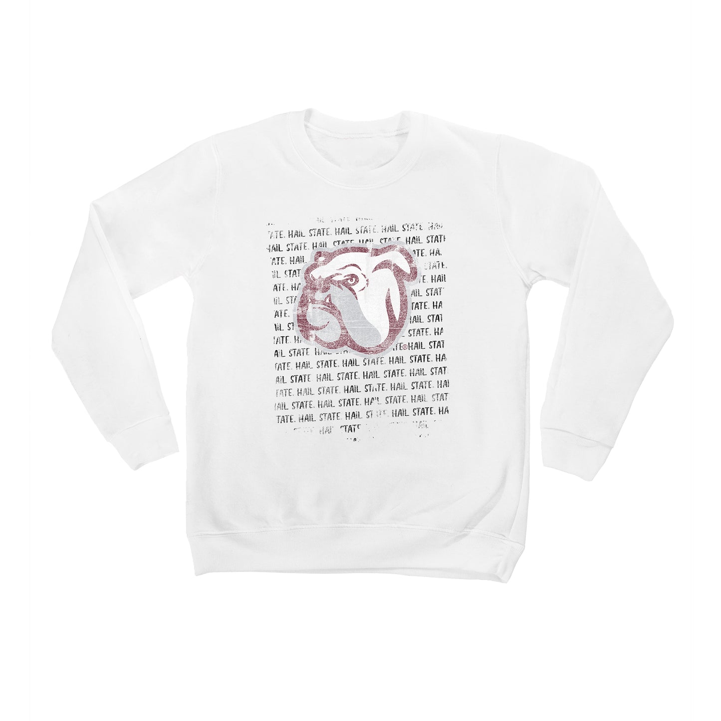 Youth White Mississippi State Bulldogs Bold Type Pullover Sweatshirt
