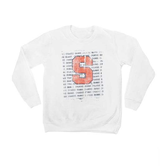 Youth White Syracuse Orange Bold Type Pullover Sweatshirt