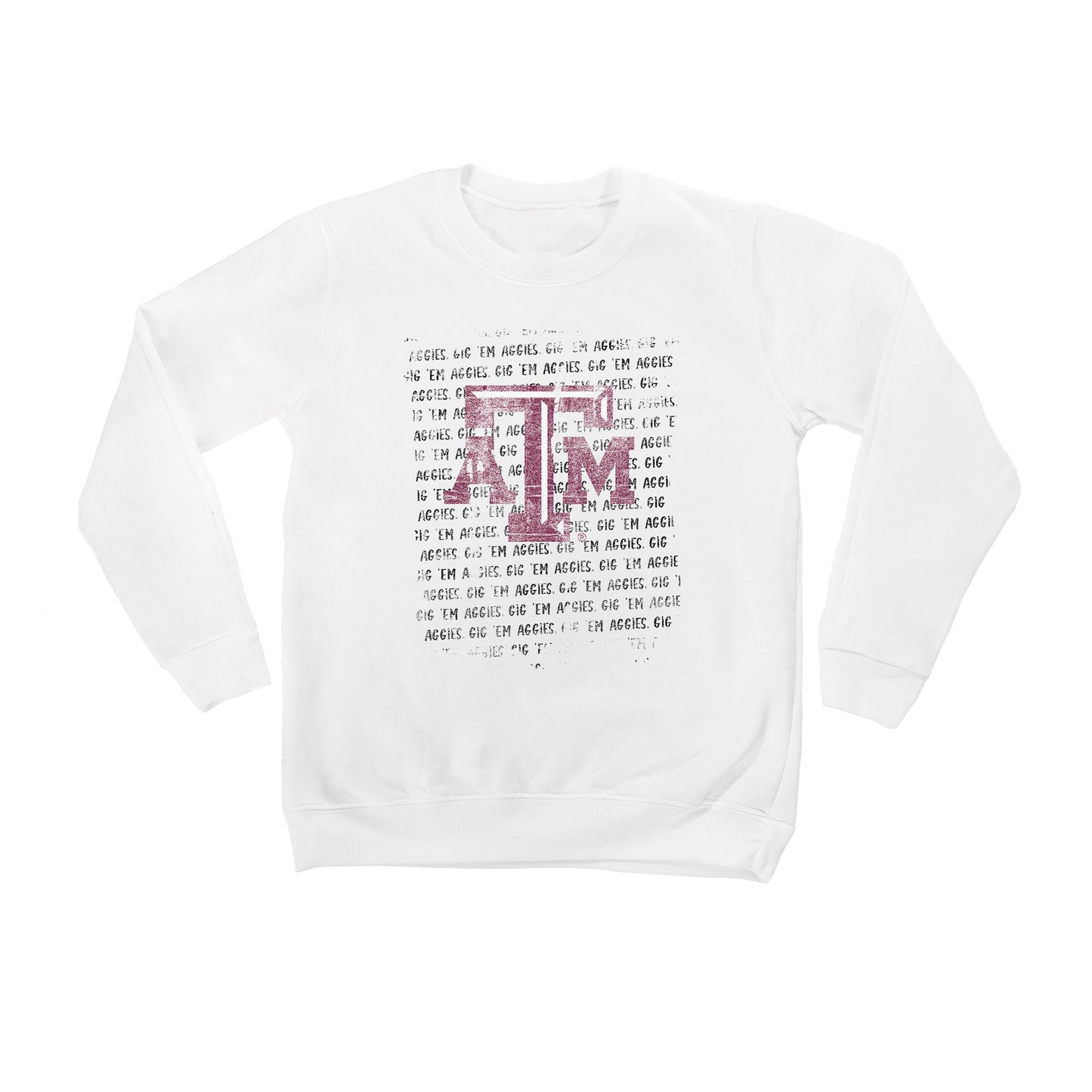 Youth White Texas A&M Aggies Bold Type Pullover Sweatshirt