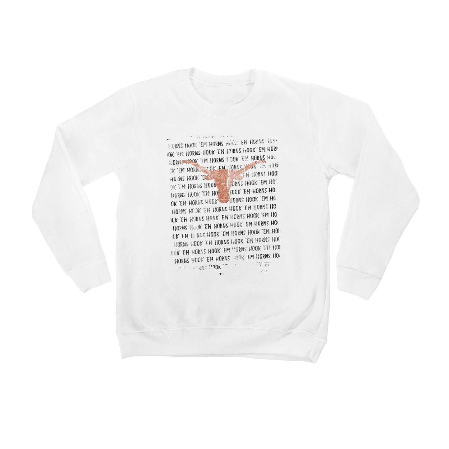 Youth White Texas Longhorns Bold Type Pullover Sweatshirt