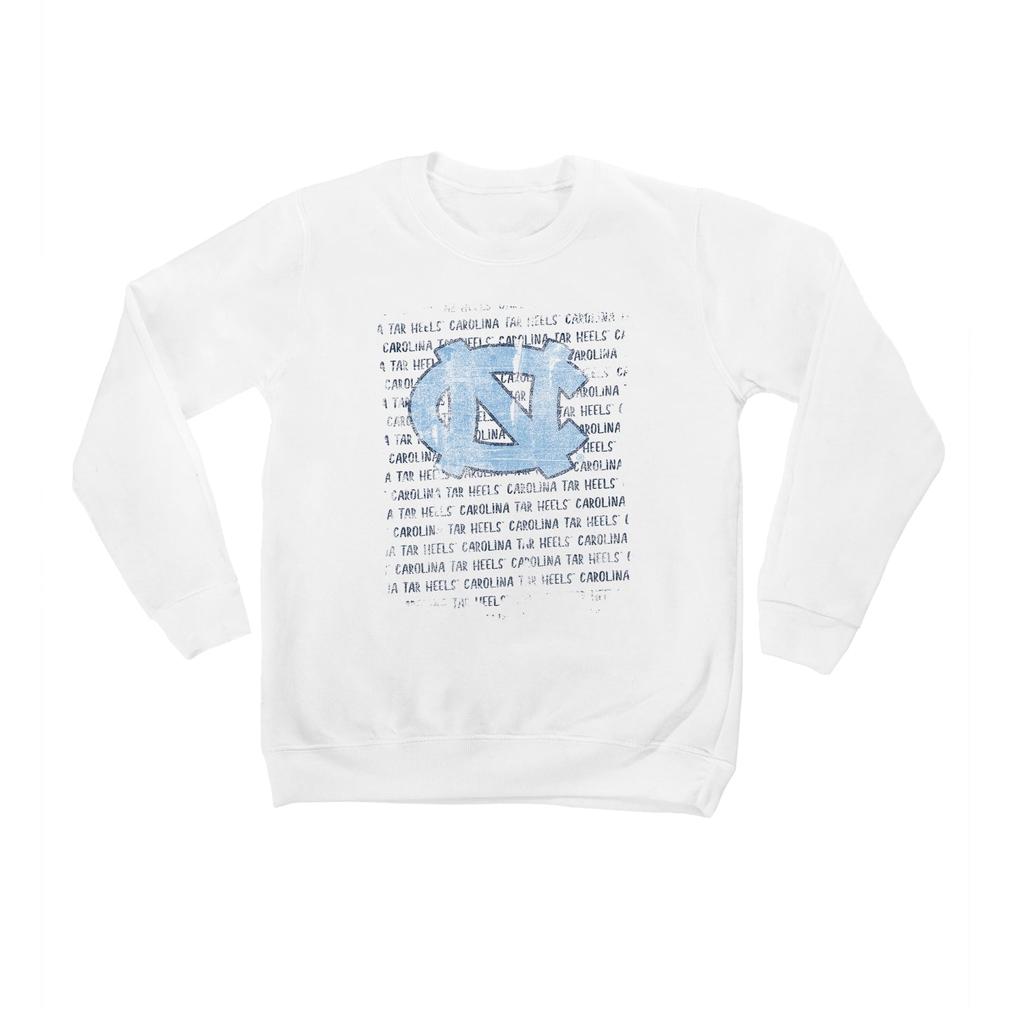 Youth White North Carolina Tar Heels Bold Type Pullover Sweatshirt