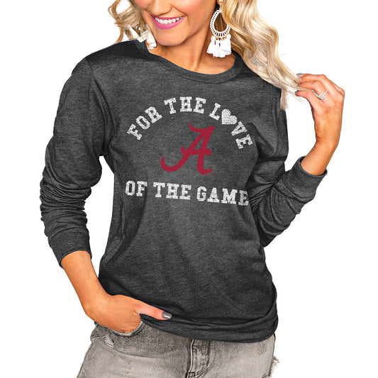 Women's Charcoal Alabama Crimson Tide For the Love Luxe Boyfriend Long Sleeve T-Shirt