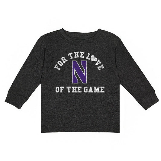 Toddler Charcoal Northwestern Wildcats For the Love Long Sleeve T-Shirt