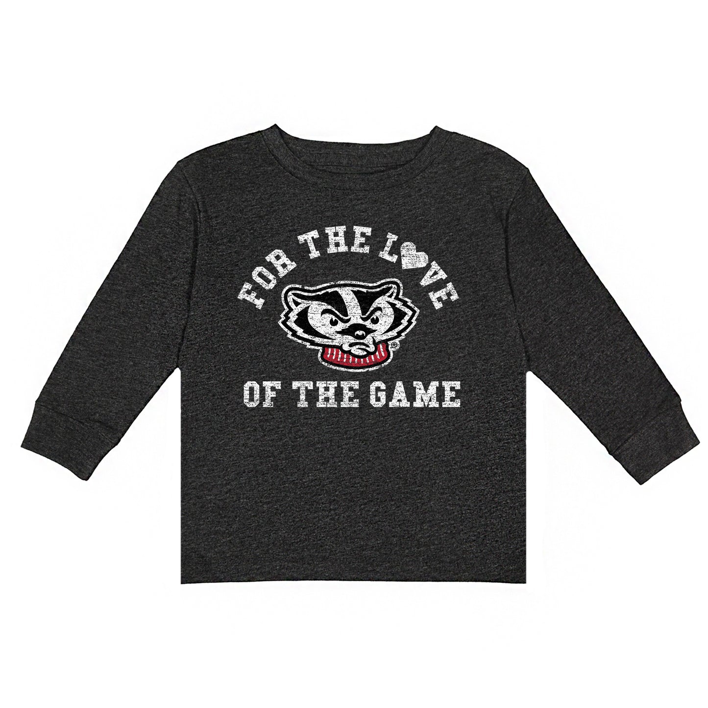 Toddler Charcoal Wisconsin Badgers For the Love Long Sleeve T-Shirt