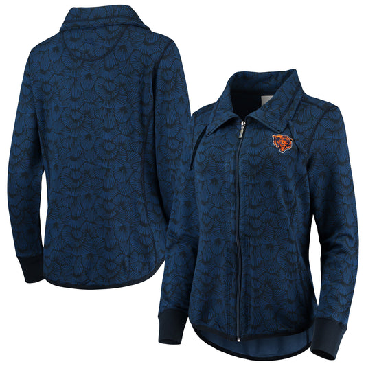 Women's Tommy Bahama Navy Chicago Bears Sport Shell We Dance Tri-Blend Full-Zip Sweatshirt
