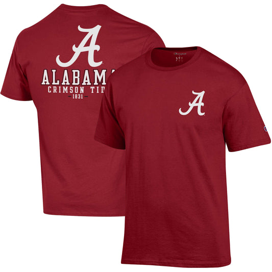 Men's Champion Crimson Alabama Crimson Tide Team Stack 2-Hit T-Shirt