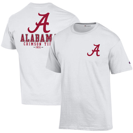 Men's Champion White Alabama Crimson Tide Team Stack 2-Hit T-Shirt