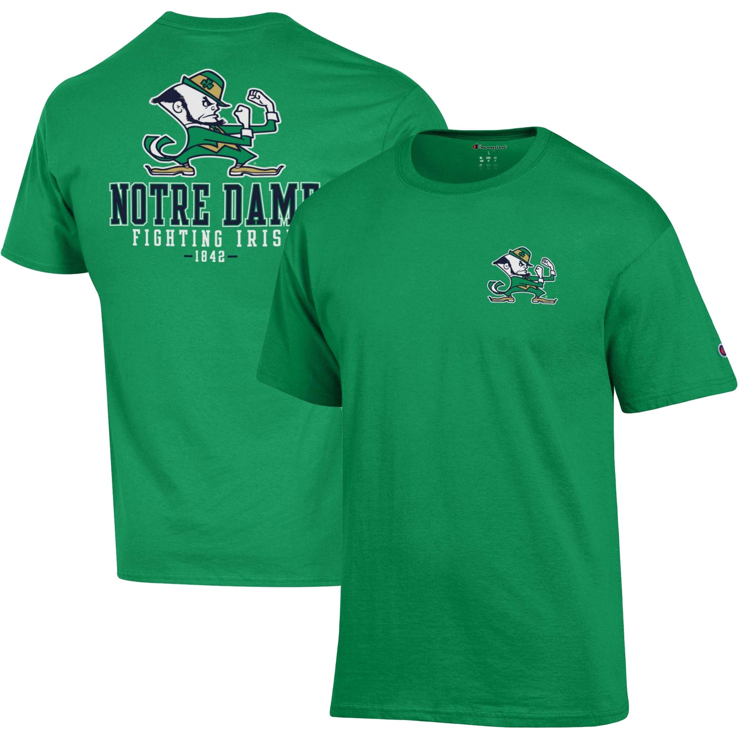 Men's Champion Green Notre Dame Fighting Irish Team Stack 2-Hit T-Shirt