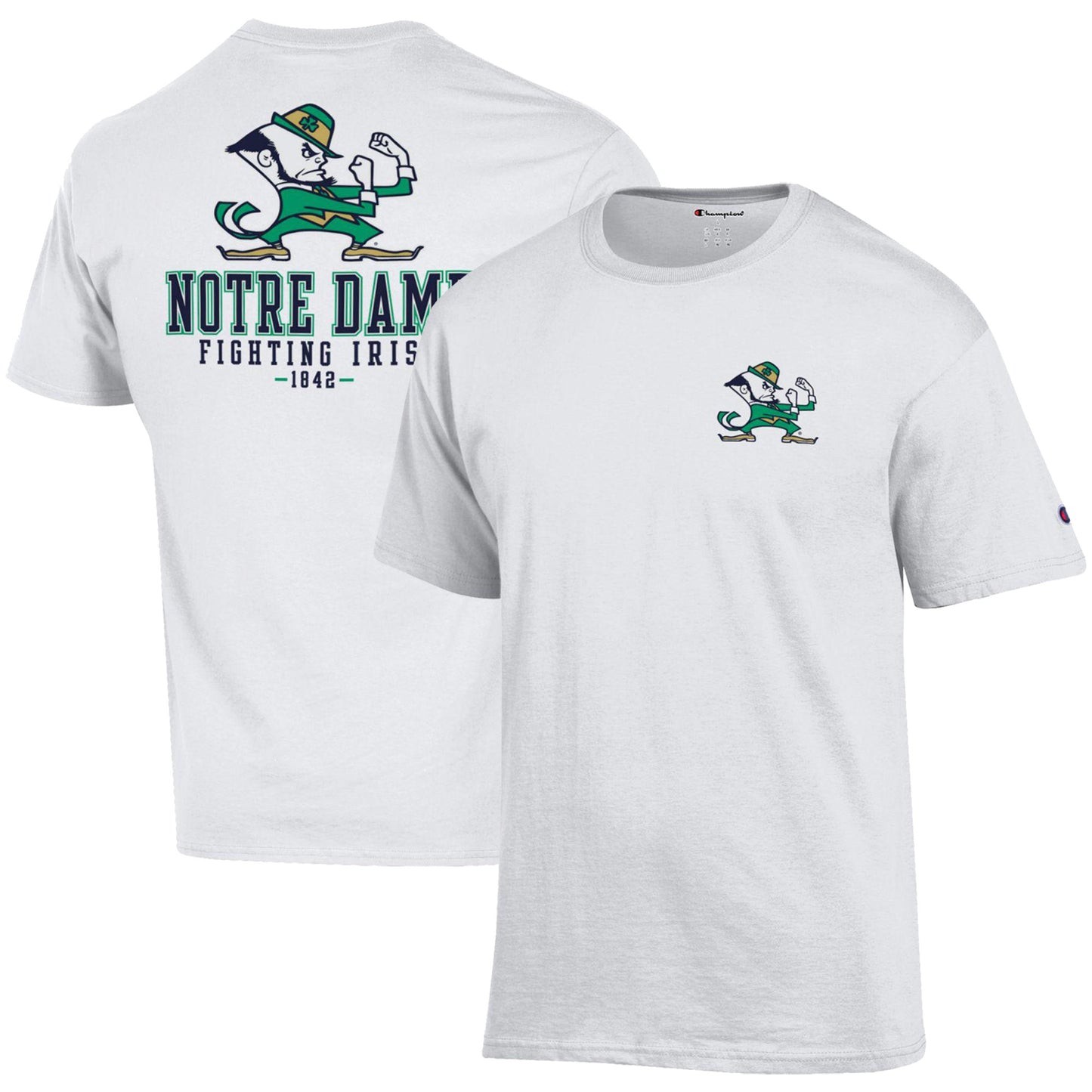 Men's Champion White Notre Dame Fighting Irish Team Stack 2-Hit T-Shirt