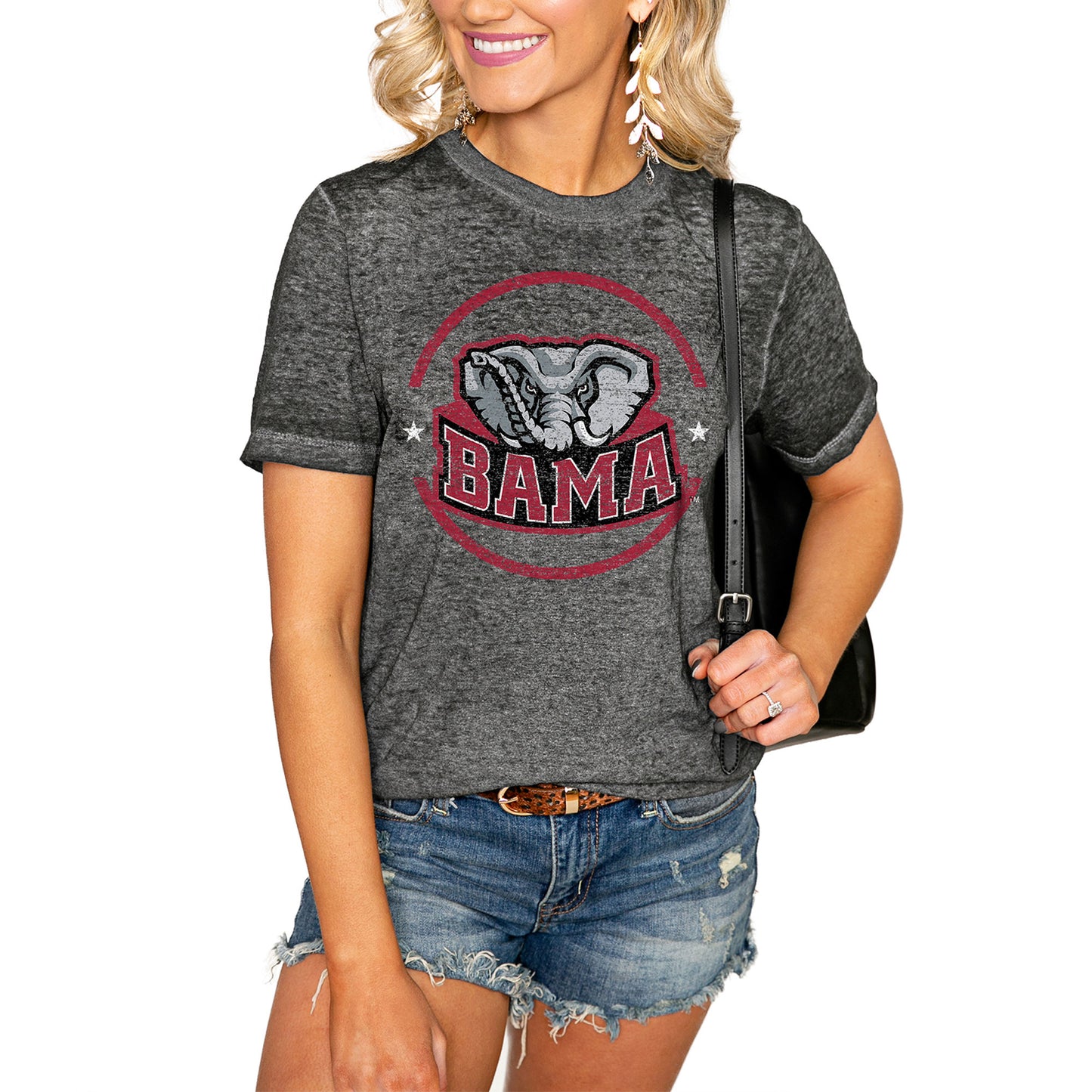 Women's Charcoal Alabama Crimson Tide End Zone Boyfriend T-Shirt