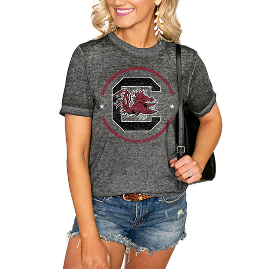 Women's Charcoal South Carolina Gamecocks End Zone Boyfriend T-Shirt