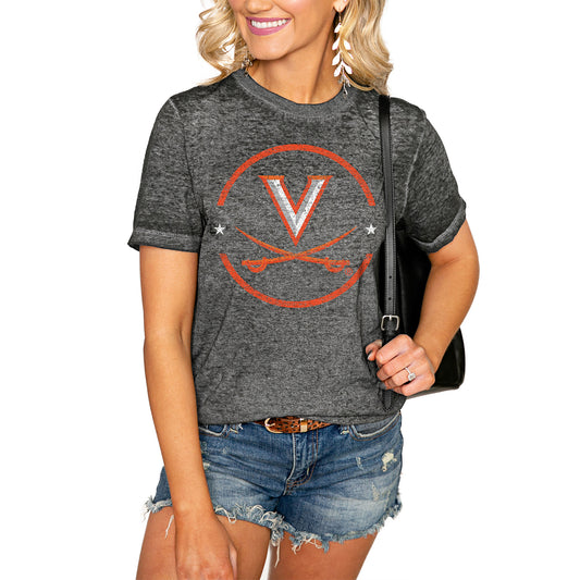 Women's Charcoal Virginia Cavaliers End Zone Boyfriend T-Shirt