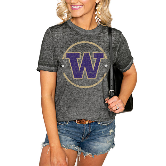 Women's Charcoal Washington Huskies End Zone Boyfriend T-Shirt