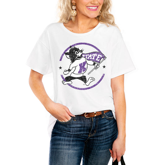 Women's White Kansas State Wildcats End Zone Easy T-Shirt