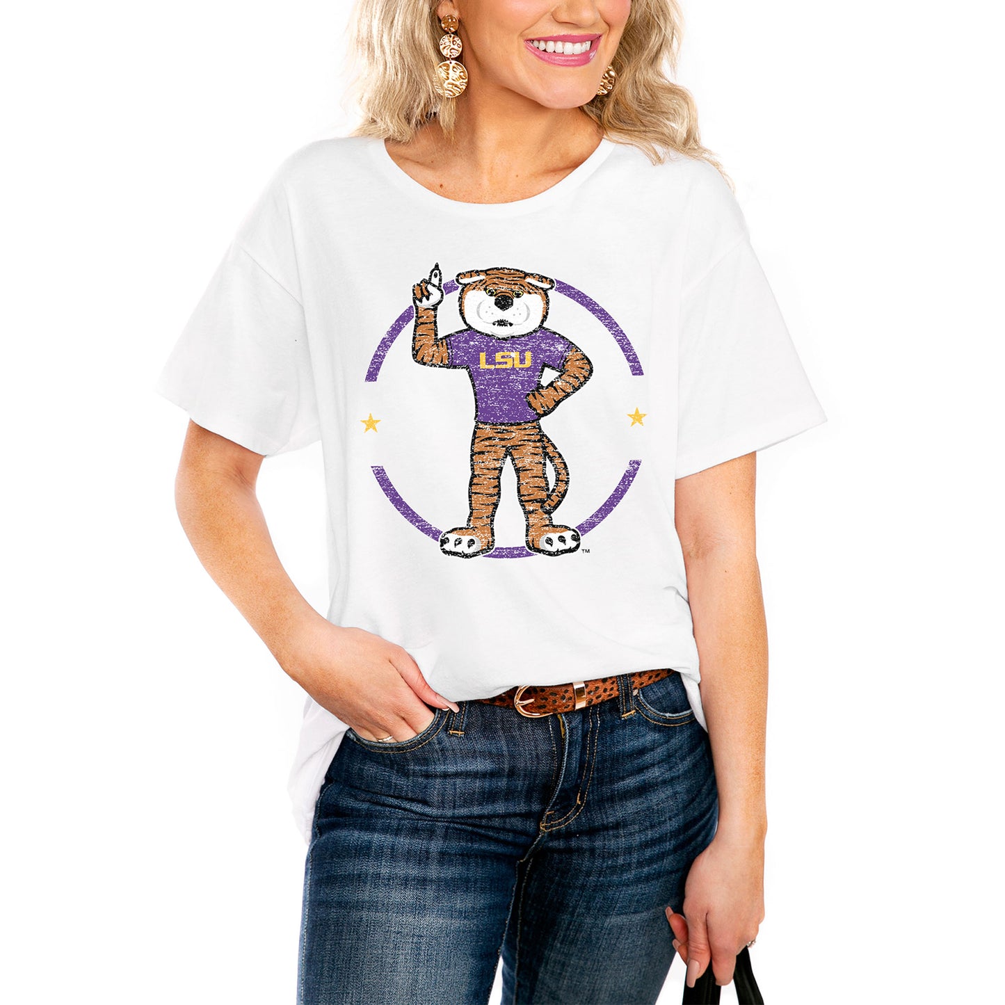 Women's White LSU Tigers End Zone Easy T-Shirt