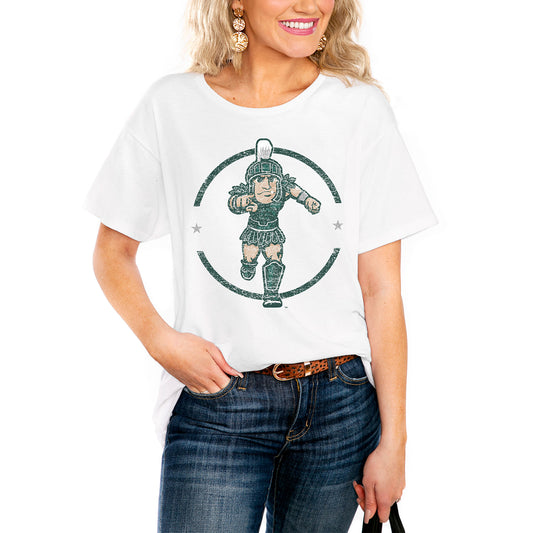 Women's White Michigan State Spartans End Zone Easy T-Shirt