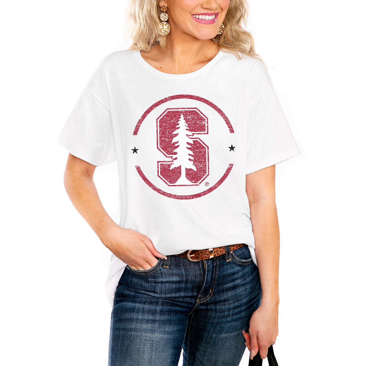 Women's White Stanford Cardinal End Zone Easy T-Shirt