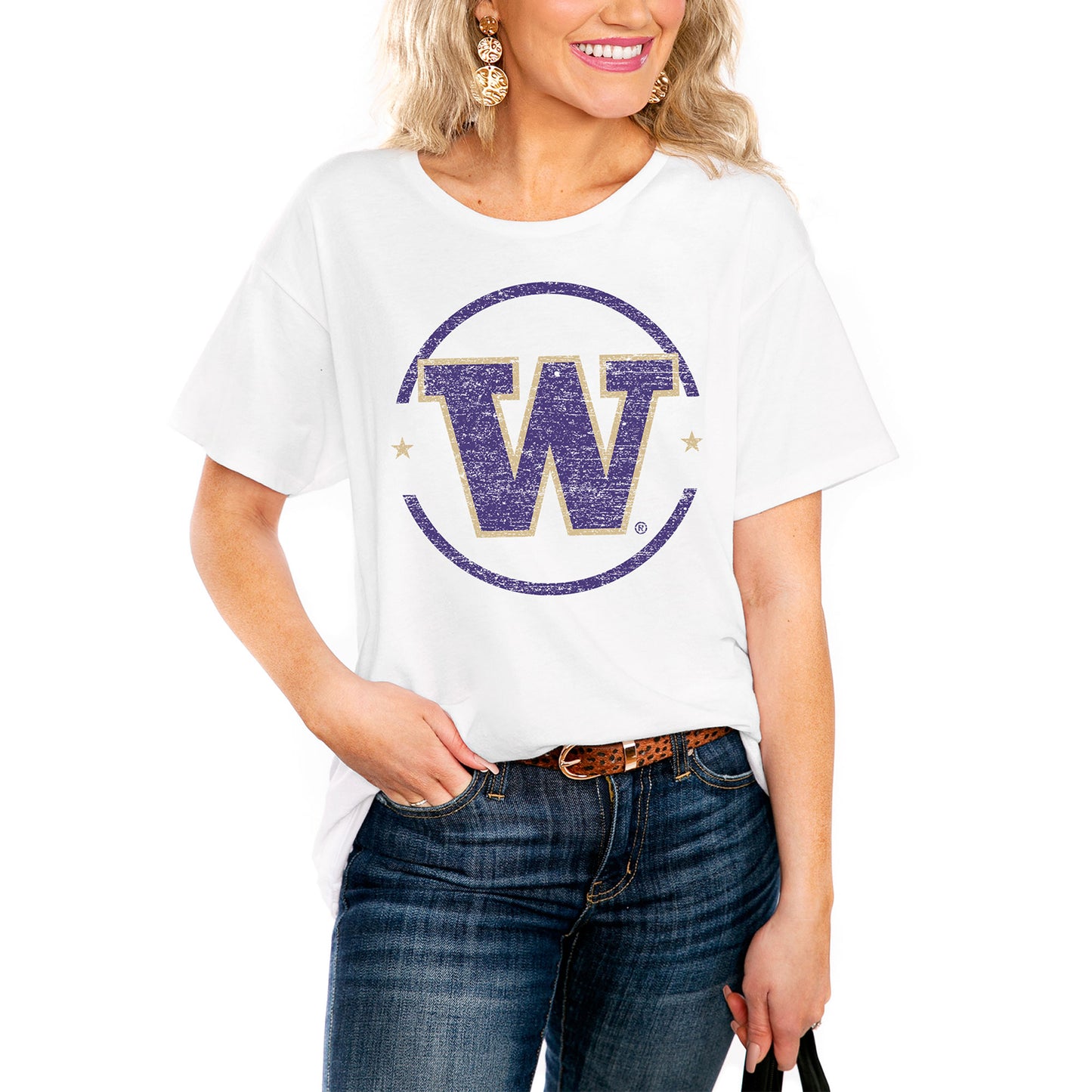 Women's White Washington Huskies End Zone Easy T-Shirt