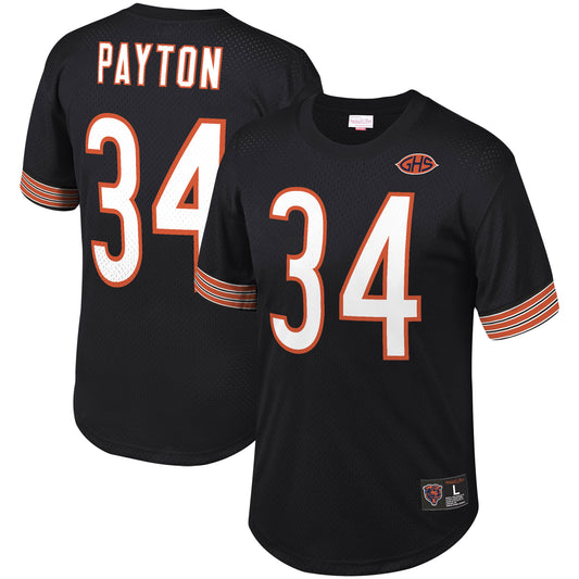 Men's Mitchell & Ness Walter Payton Black Chicago Bears Retired Player Name & Number Mesh Top