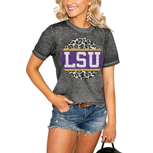 Women's Charcoal LSU Tigers Scoop & Score Boyfriend T-Shirt