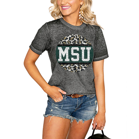 Women's Charcoal Michigan State Spartans Scoop & Score Boyfriend T-Shirt