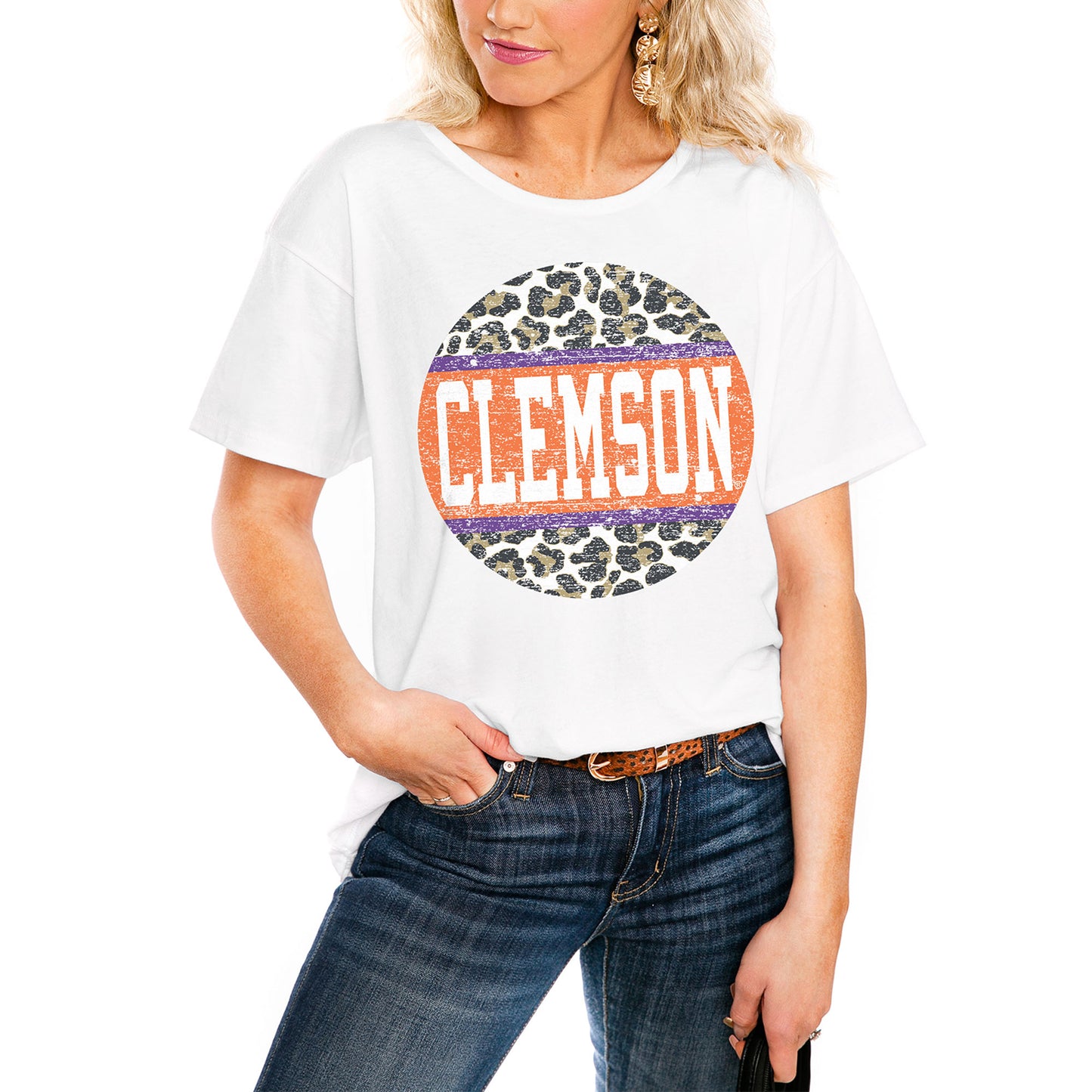 Women's White Clemson Tigers Scoop & Score Easy T-Shirt