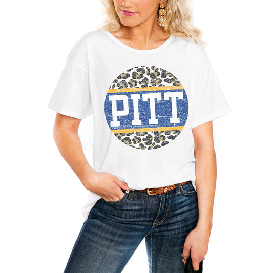 Women's White Pitt Panthers Scoop & Score Easy T-Shirt