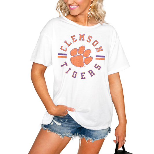 Women's White Clemson Tigers Vintage Days Easy T-Shirt