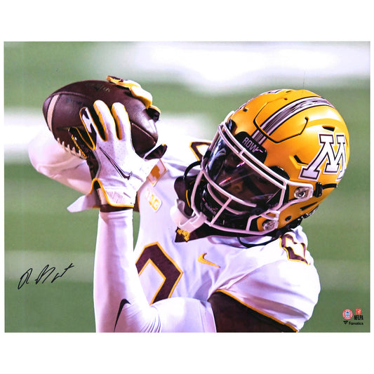 Rashod Bateman Minnesota Golden Gophers Autographed 16" x 20" White Jersey Catching Photograph