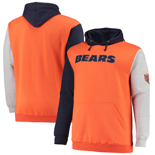 Men's Navy/Orange Chicago Bears Big & Tall Pullover Hoodie