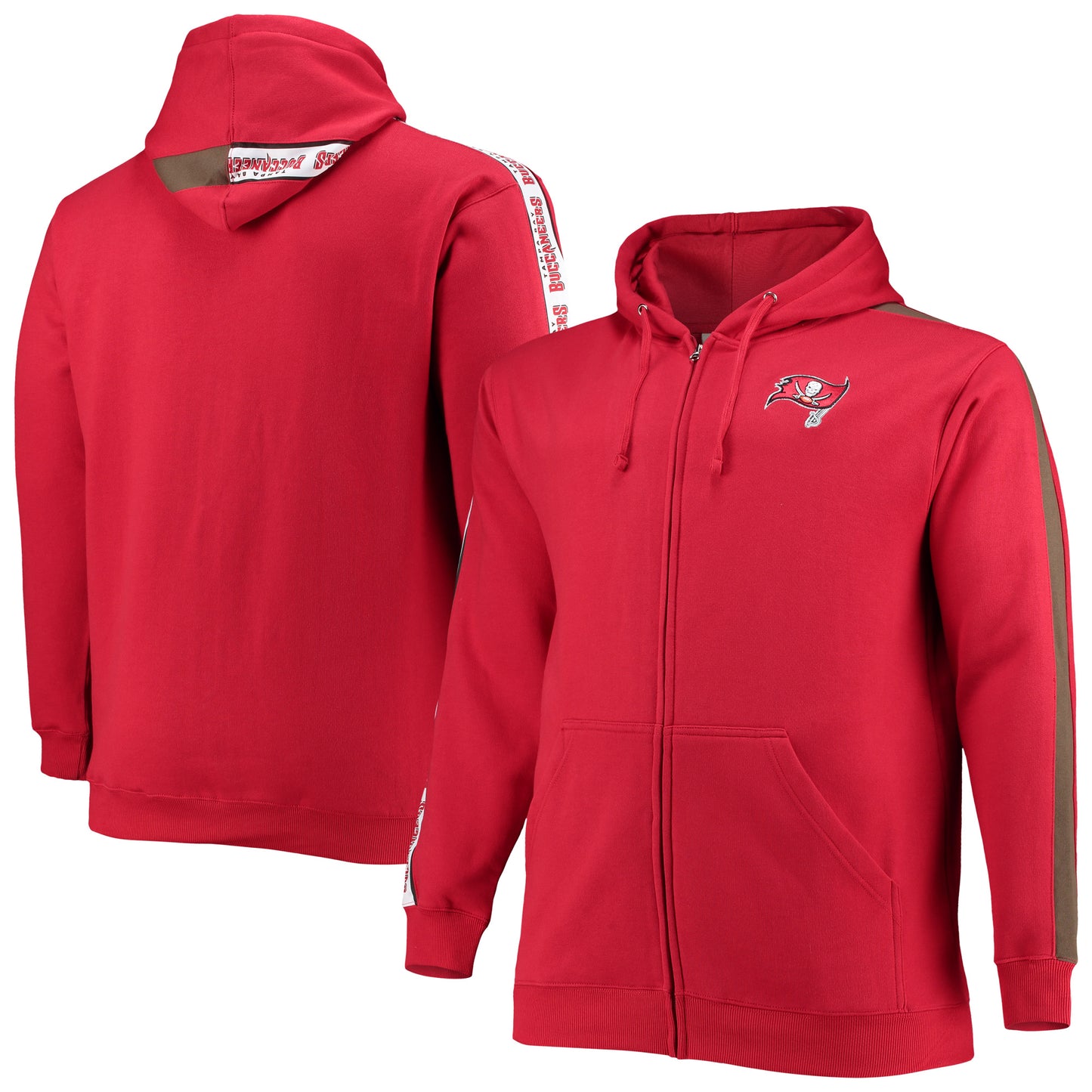 Men's Fanatics Red Tampa Bay Buccaneers Big & Tall Full-Zip Hoodie