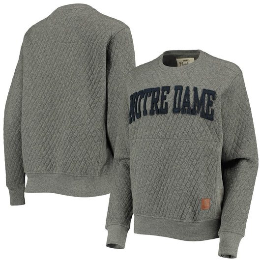 Women's Pressbox Heather Charcoal Notre Dame Fighting Irish Moose Quilted Pullover Sweatshirt