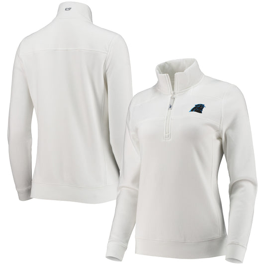 Women's Vineyard Vines White Carolina Panthers Shep Shirt Quarter-Zip Sweatshirt