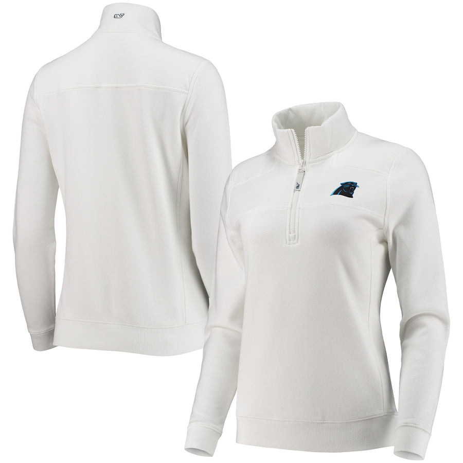 Women's Vineyard Vines White Carolina Panthers Shep Shirt Quarter-Zip Sweatshirt