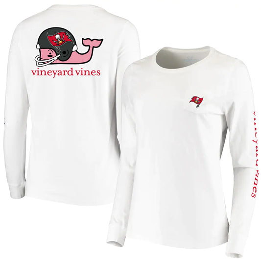 Women's Vineyard Vines White Tampa Bay Buccaneers Helmet Long Sleeve T-Shirt