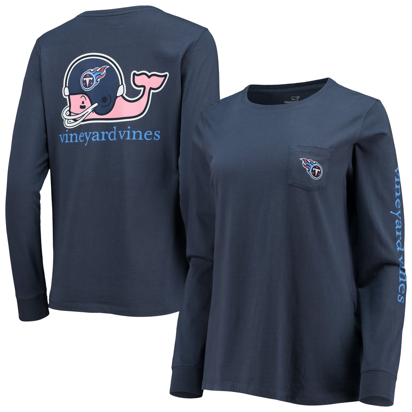 Women's Vineyard Vines Navy Tennessee Titans Helmet Long Sleeve T-Shirt