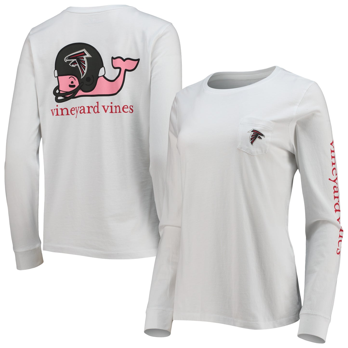 Women's Vineyard Vines White Atlanta Falcons Helmet Long Sleeve T-Shirt