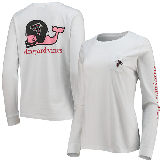 Women's Vineyard Vines White Atlanta Falcons Helmet Long Sleeve T-Shirt