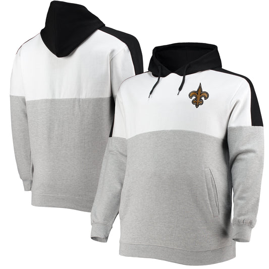 Men's Black/Heathered Gray New Orleans Saints Big & Tall Team Logo Pullover Hoodie