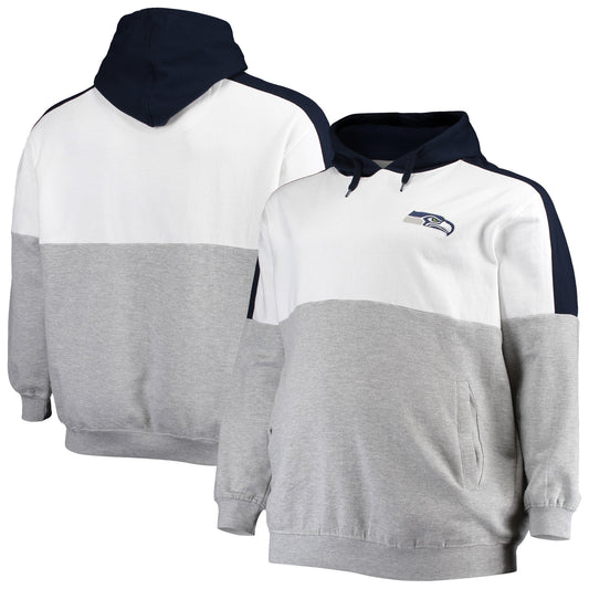 Men's College Navy/Heathered Gray Seattle Seahawks Big & Tall Team Logo Pullover Hoodie