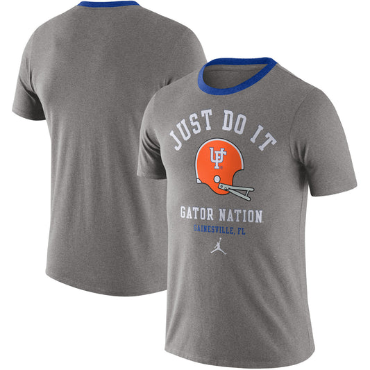 Men's Jordan Brand Heathered Gray Florida Gators Vault Helmet Team Tri-Blend T-Shirt