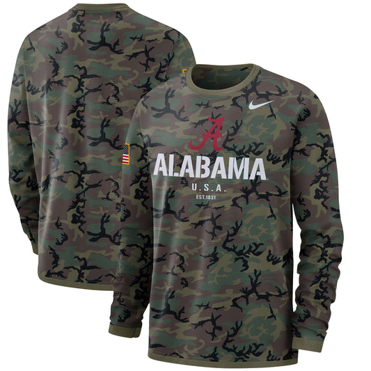 Men's Nike Camo Alabama Crimson Tide Military Appreciation Performance Long Sleeve T-Shirt