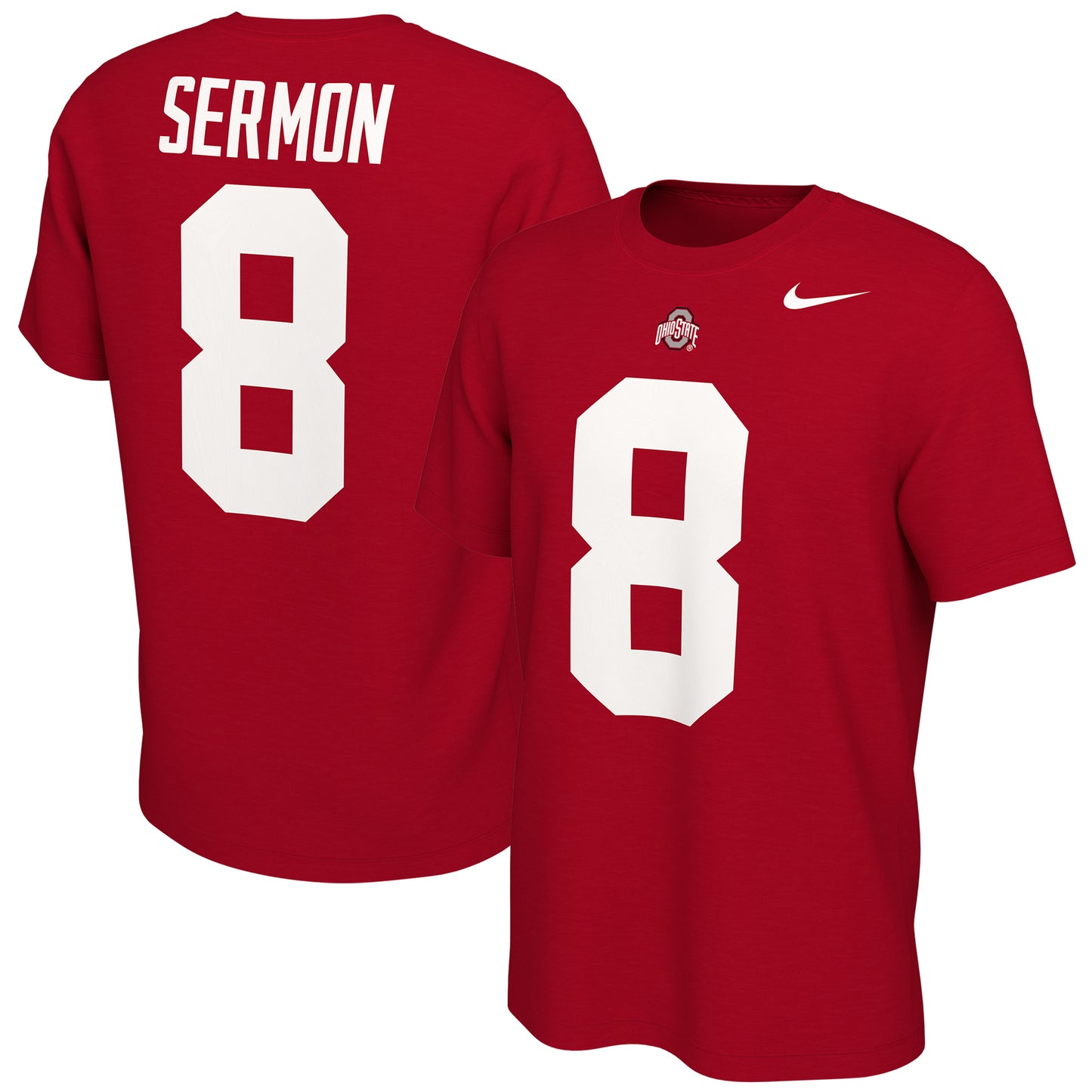 Men's Nike Trey Sermon Scarlet Ohio State Buckeyes Alumni Name & Number T-Shirt